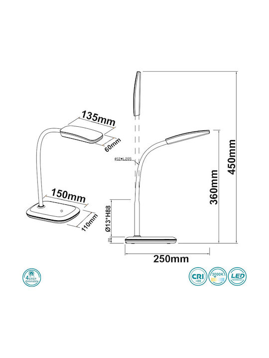 Trio Lighting Boa LED Office Lamp with Flexible Arm in White Color