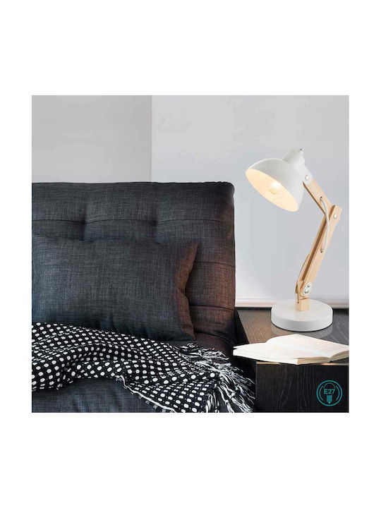 Globo Lighting Tongariro Office Lamp with Foldable Arm for Socket E27 in White Color