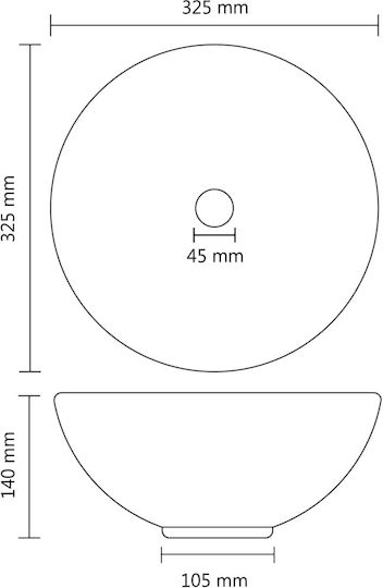 vidaXL Надеждна мивка Керамика 32.5x32.5x14см Черен