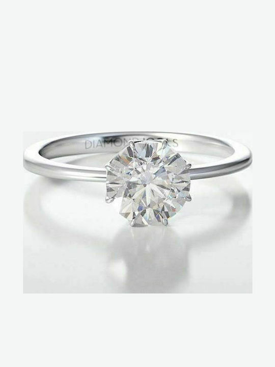 Diamond Jools ENG021 Single Stone Ring in 18K White Gold Diamond Jools ENG021 Single Stone Ring in 18K White Gold