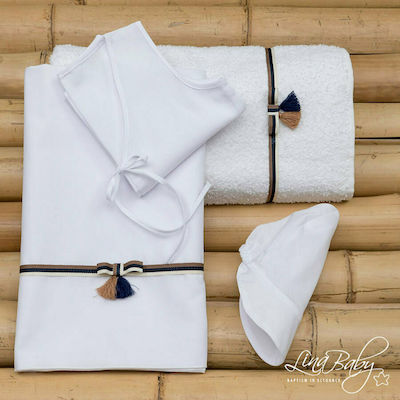 Lina Baby Baptism Towel Set Σαμοθράκη Λευκό