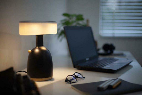 Allocacoc Dina Ceramic Table Lamp LED with White Shade and Black Base