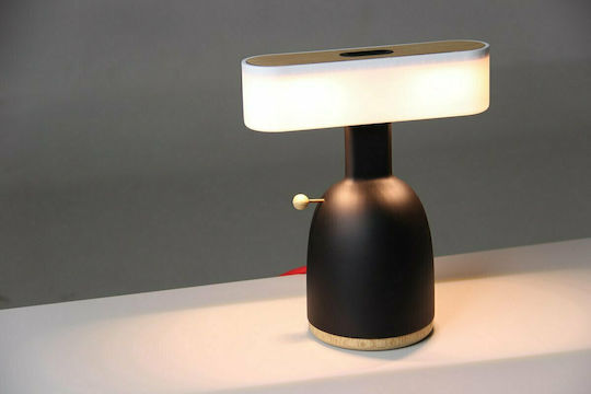 Allocacoc Dina Ceramic Table Lamp LED with White Shade and Black Base