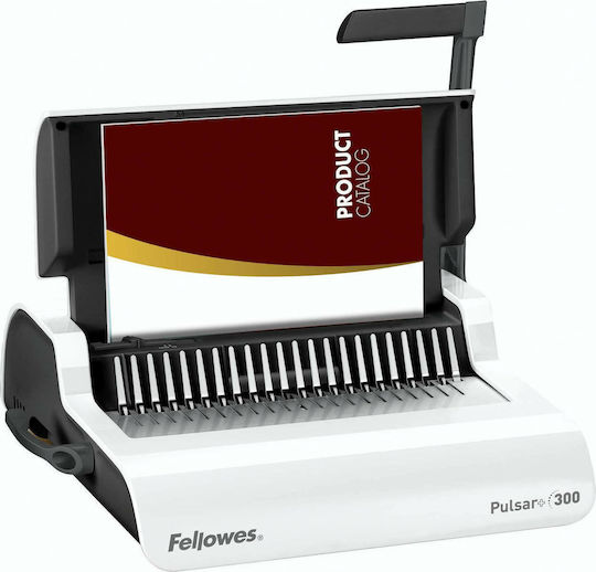 Fellowes Pulsar + Manual Comb Binder Bookbinder Machine for Spirals for Maximum 300 Sheets 5627601