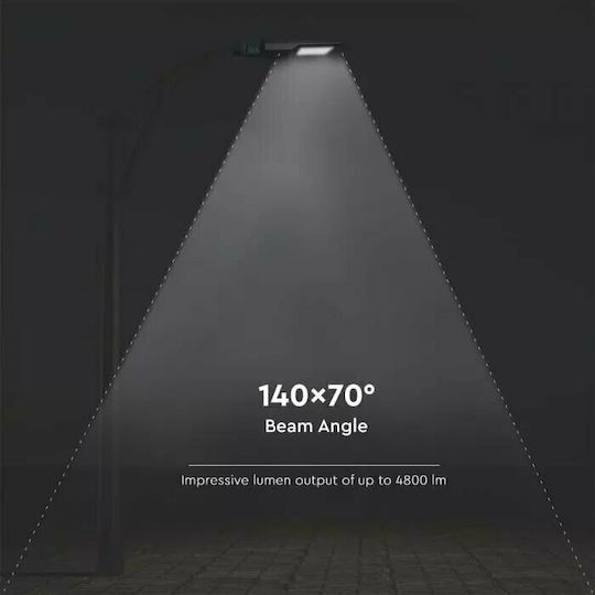 V-TAC Lampă Solară Stradală 40W 4800lm Alb Natural 4000K cu Senzor de Mișcare, Fotocelulă și Telecomandă IP65 70.61bucx28.97bucx7.36buccm