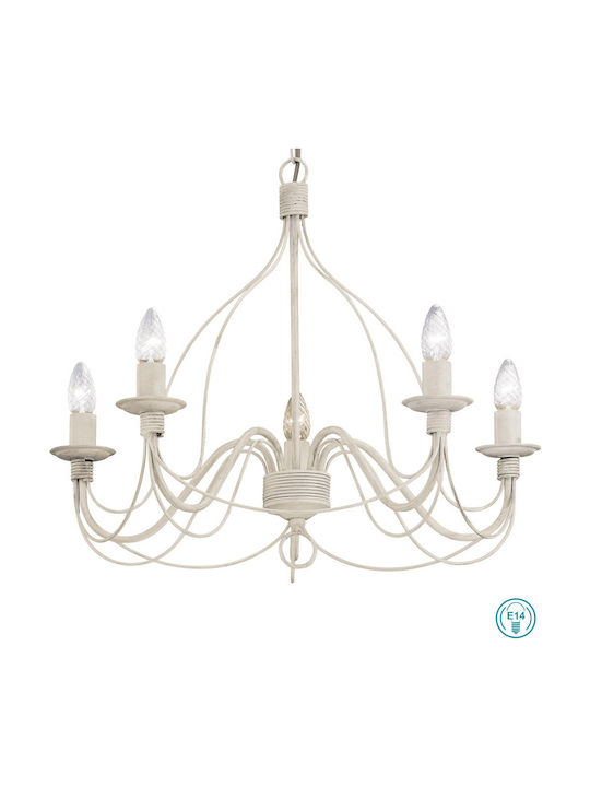 Ideal Lux Chandelier Ø64cm with Candlesticks White
