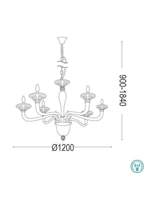Ideal Lux Πολυέλαιος με Κεράκια Μελί Ideal Lux Πολυέλαιος με Κεράκια Μελί