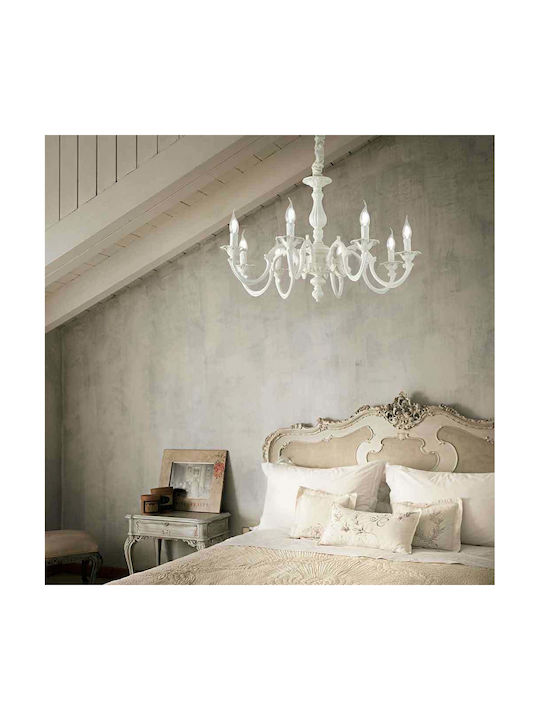 Ideal Lux Justine Sp8 Kronleuchter mit Kerzen Weiß