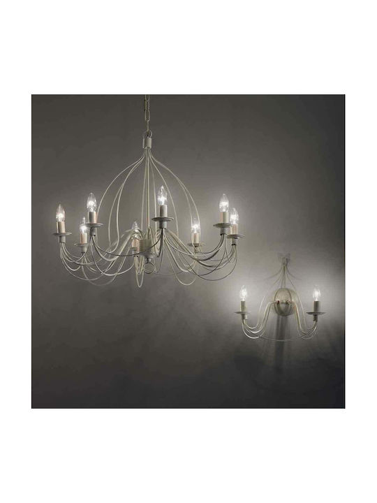 Ideal Lux Chandelier Ø80cm with Candlesticks White