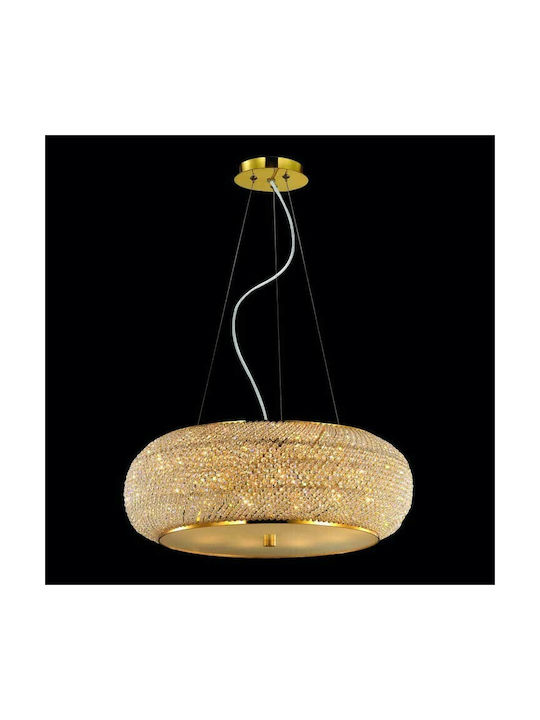 Ideal Lux Πολυέλαιος 10xE14 Ø55cm με Κρύσταλλα Χρυσός 082257