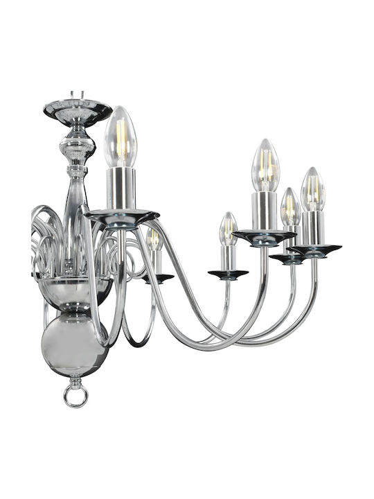 vidaXL Kronleuchter 12xE14 mit Kerzen Silber 281622