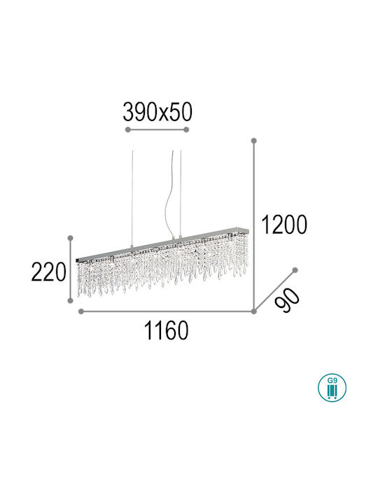 Ideal Lux Chandelier with Crystals 7xG9 Transparent 098739