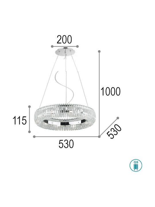 Ideal Lux Kronleuchter Ø53cm mit Kristallen Transparente