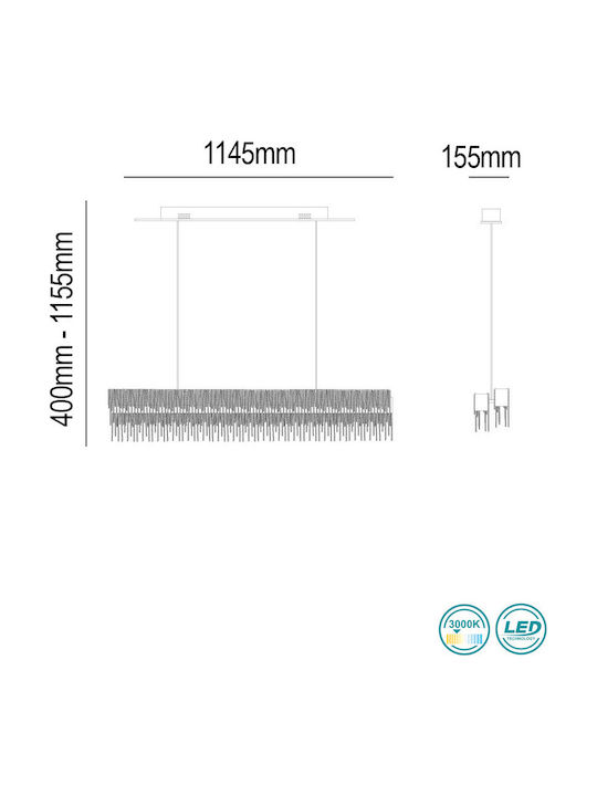 Ideal Lux Versus Kronleuchter LED Ø114.5cm mit Kristallen Silber 137056