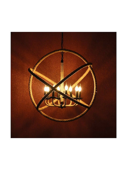 Aca Cern Chandelier Ø80cm with Beige Rope Aca Cern Chandelier Ø80cm with Beige Rope