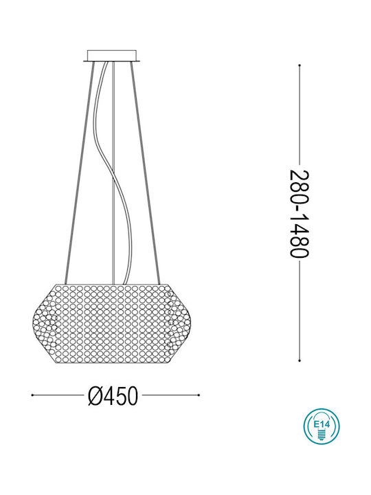 Ideal Lux Chandelier Ø45cm with Crystals Gold