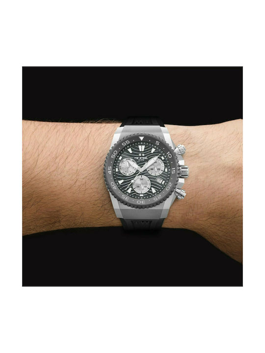 TW Steel Ρολόι Ace Diver Χρονογράφος με Καουτσούκ Λουράκι σε Μαύρο χρώμα