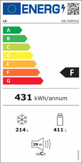 LG 625lt NoFrost Î179xL91.2xA73.8cm. Inox GSL760PZUZ