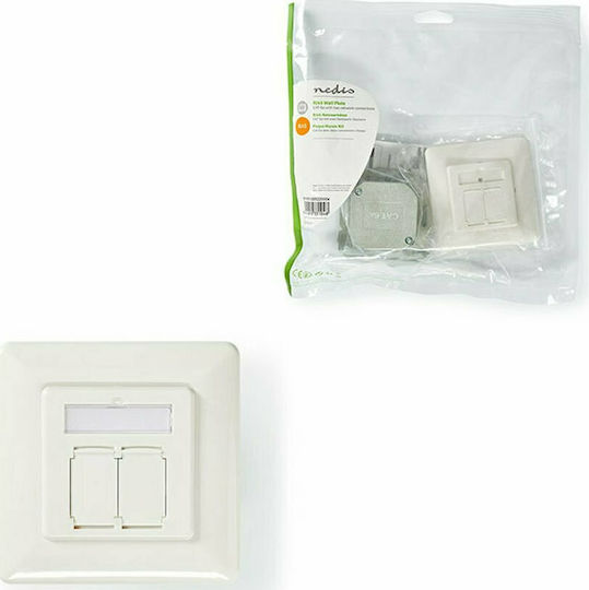 Nedis Διπλή Πρίζα Δικτύου RJ45 με Πλαίσιο Τύπου Cat6 σε Λευκό Χρώμα CCGP89250IV