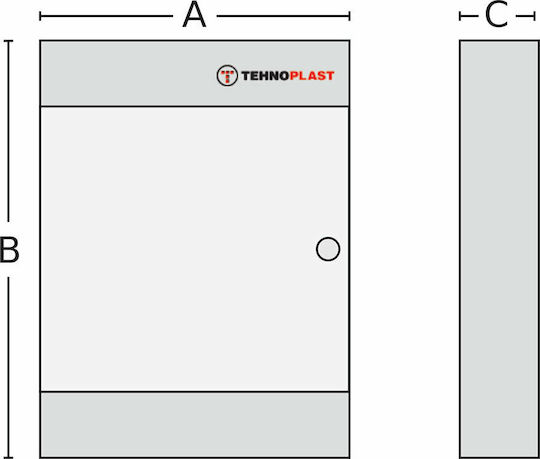 Tehnoplast Ηλεκτρολογικός Πίνακας Επιτοίχιος, 1 Σειράς, 8 Στοιχείων Π215xΥ236xΒ112mm