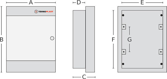 Tehnoplast Walled 18-Elements Fuse Box with 3 Rows W392xH522xD68mm 282U3X18C