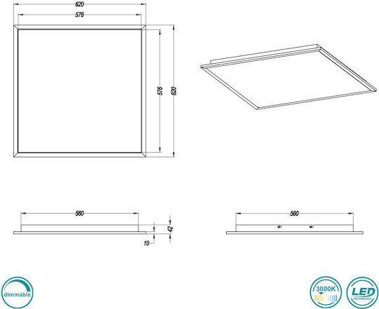 Trio Lighting Phoenix Platz Draußen LED Panel 30W mit Warmes Weiß Licht 3000K