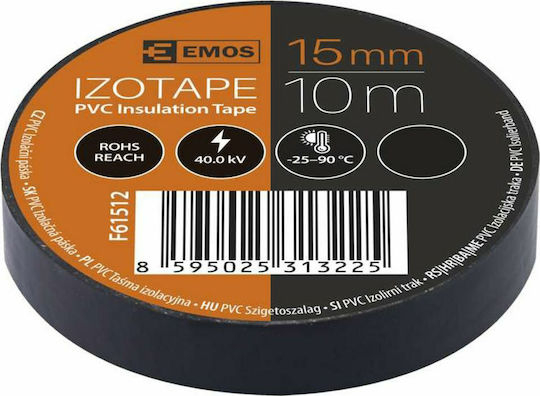 Emos Isolierband 15mm x 10m PVC Schwarzes Schwarz