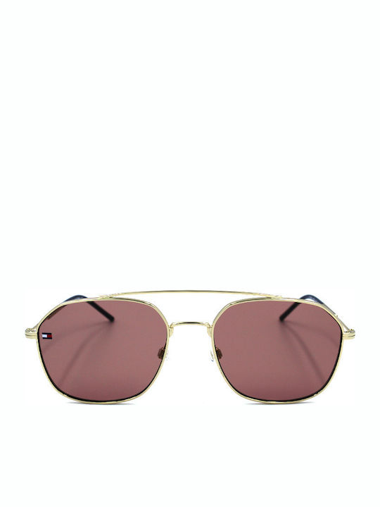 Tommy Hilfiger Herren Sonnenbrille mit Gold Metall Gestell und Rosa Linse