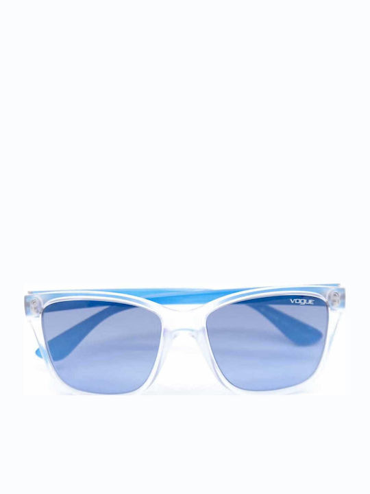 Vogue Women's Sunglasses with Transparent Plastic Frame and Blue Gradient Mirror Lens 2896S W745/8F