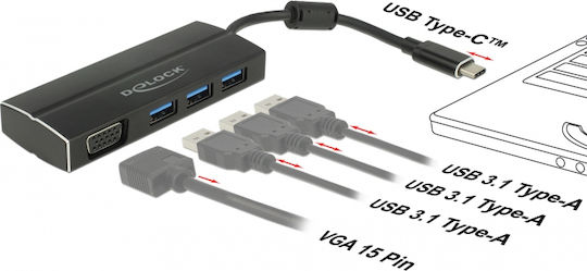 DeLock USB-C Docking Station with Black (63932)