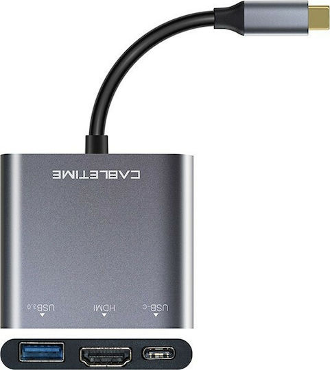 Cabletime USB-C Docking Station mit HDMI 4K PD Silber (CT-C160-PU31-CMHD31-S0.15)