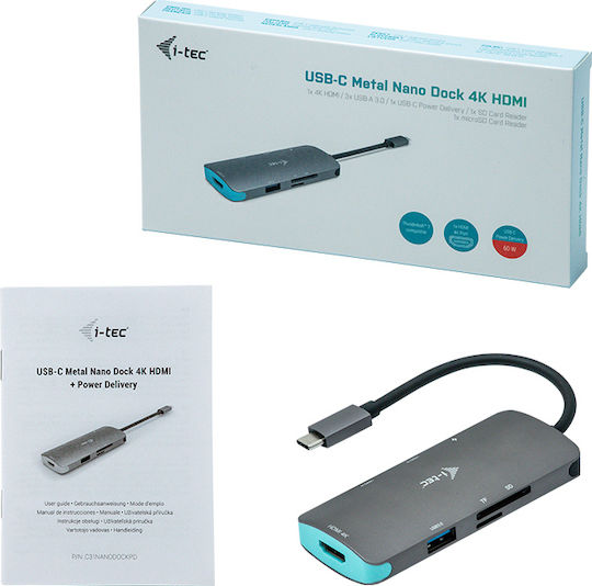 i-tec USB-C Docking Station mit HDMI 4K PD Gray (C31NANODOCKPD)