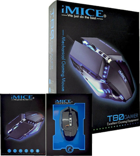 iMice T80 Gaming Ποντίκι 3200 DPI Μαύρο
