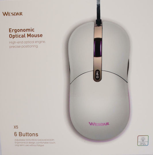 Wesdar X5 Gaming Gaming Maus 4000 DPI Weiß