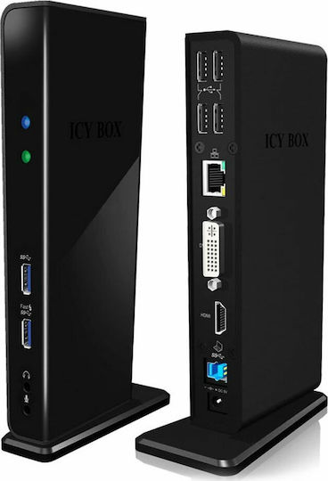 Icy Box USB-C Docking Station with HDMI Ethernet and Support for 2 Monitors Black (IB-DK2241AC)