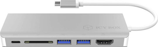 Icy Box USB-C Docking Station with HDMI 4K PD Ethernet White (IB-DK4034-CPD)