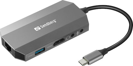 Sandberg USB-C Docking Station mit HDMI 4K PD Ethernet Silber (136-33)