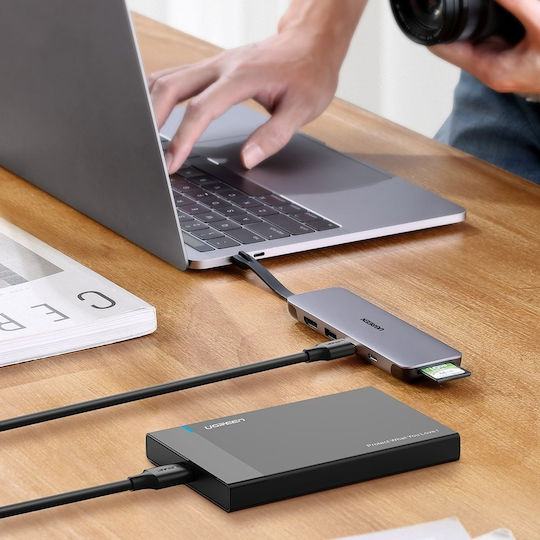 Ugreen CM287 USB-C Docking Station με HDMI 4K PD Ethernet Γκρι