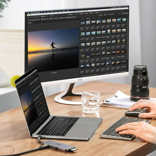 Ugreen CM287 USB-C Docking Station με HDMI 4K PD Ethernet Γκρι
