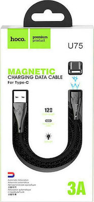 Hoco U75 Blaze Braided / Magnetic USB 2.0 Cable USB-C male - USB-A Μαύρο 1.2m 716200