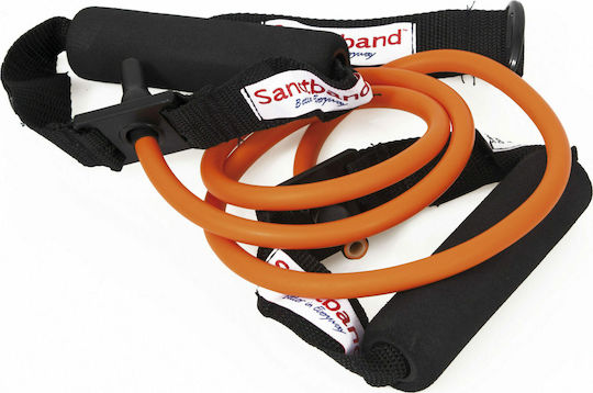 Sanctband Λάστιχο Γυμναστικής Σωληνωτό Μαλακό με Λαβές Πορτοκαλί 1.2m