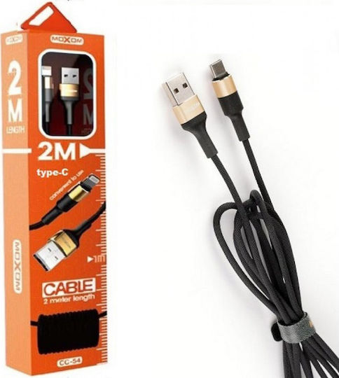 Moxom CC-54 Braided USB 2.0 Cable USB-C Male - USB-A Black 2m