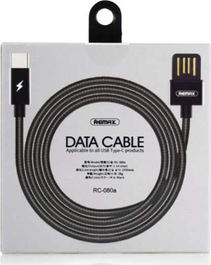 Remax Serpent RC-080a Braided USB 2.0 Cable USB-C male - USB-A Μαύρο 1m