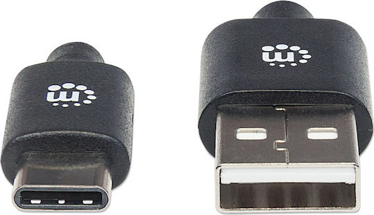 Manhattan USB 2.0 Кабел USB-C Мъжки - USB-A Черен 2м 354929