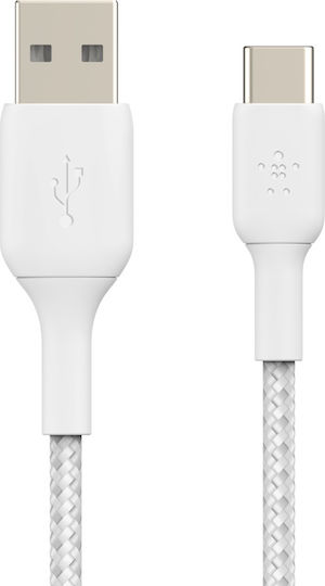 Belkin Braided USB 2.0 Cable USB-C Male - USB-A 15W White 2m CAB002BT2MWH