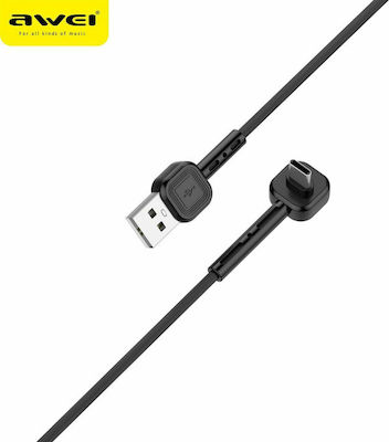 Awei CL-66 Angle (90°) / Regular USB 2.0 Cable USB-C male - USB-A male Black 1m