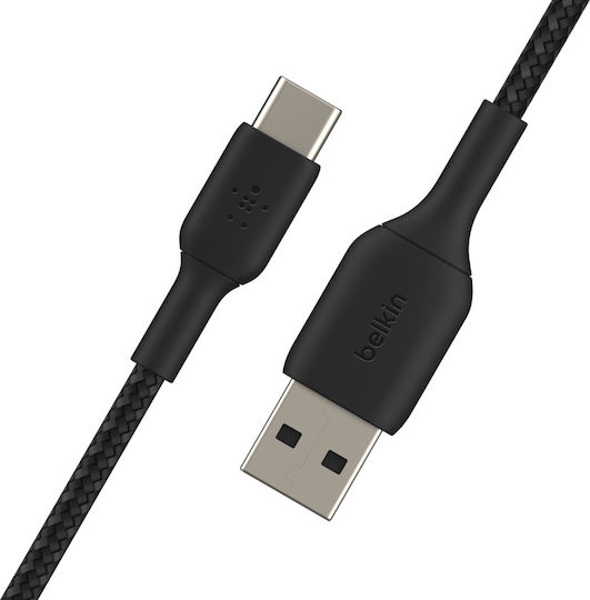 Belkin Braided USB 2.0 Cable USB-C Male - USB-A 15W Black 1m CAB002bt1MBK