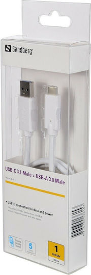 Sandberg USB 3.0 Kabel USB-C männlich - USB-A Weiß 1m (136-15)