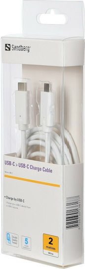 Sandberg USB 2.0 Kabel USB-C männlich - USB-C 60W Weiß 2m 136-17