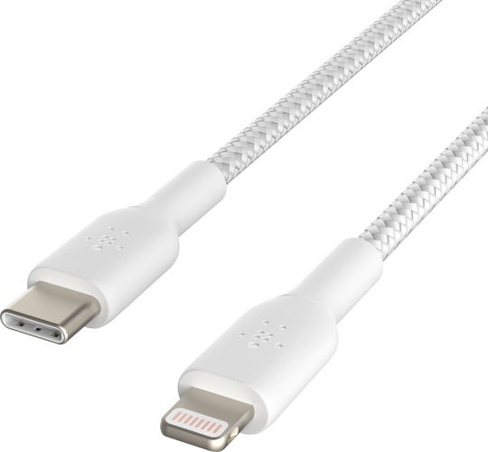 Belkin Braided USB-C to Lightning Cable 30W White 1m (CAA004bt1MWH)